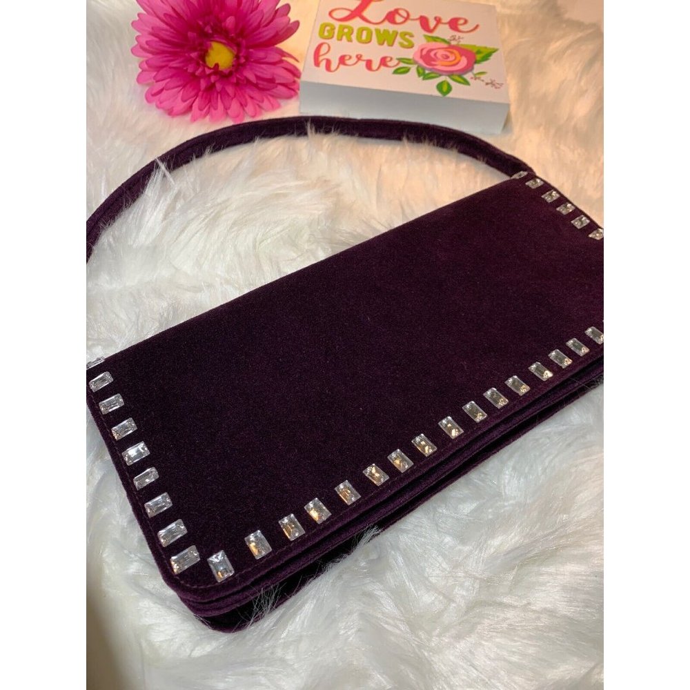 Victoria Secret Women’s Shoulder Velvet Bag Purple - Picture 2 of 6